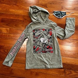 Jurassic park long sleeve hoodie with dinosaur mask